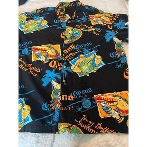 Corona beer all over print button-down short sleeve shirt